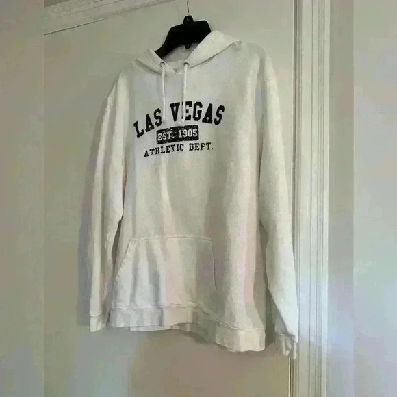 Crisp clean white hoodie. Las Vegas graphic. Unisex. Size: XL - Picture 1 of 9